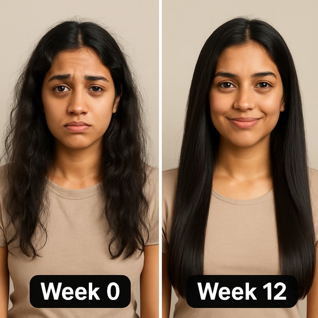 Rosemary water for hair growth before and after results timeline over 12 weeks