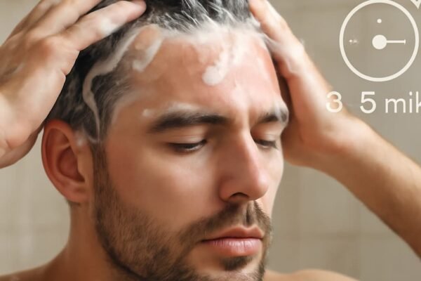 Anti Dandruff Shampoo for Men: Powerful Relief & Healthy Scalp Man massaging anti dandruff shampoo for men into scalp for 3–5 minutes