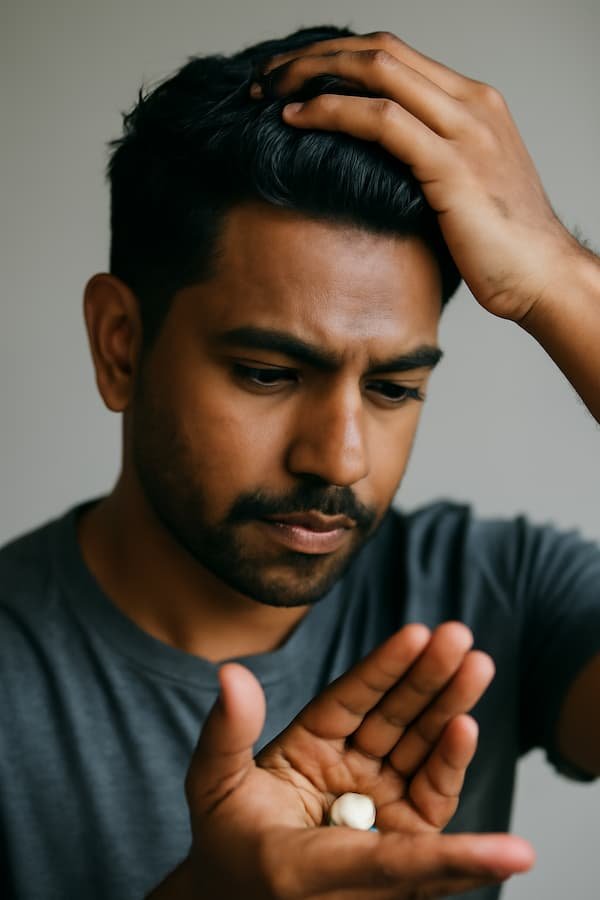Man warming and applying matte hair wax for men to style a quiff