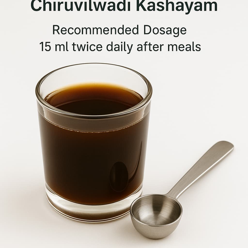 Chiruvilwadi Kashayam recommended dosage with measuring spoon