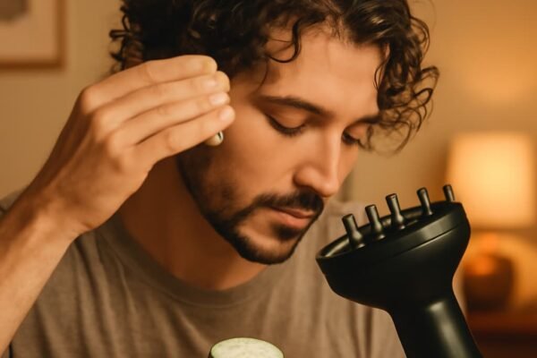 Hair Wax for Men: Discover the Perfect Hold & Healthy Shine Man defining curls with a small amount of soft hair wax for men