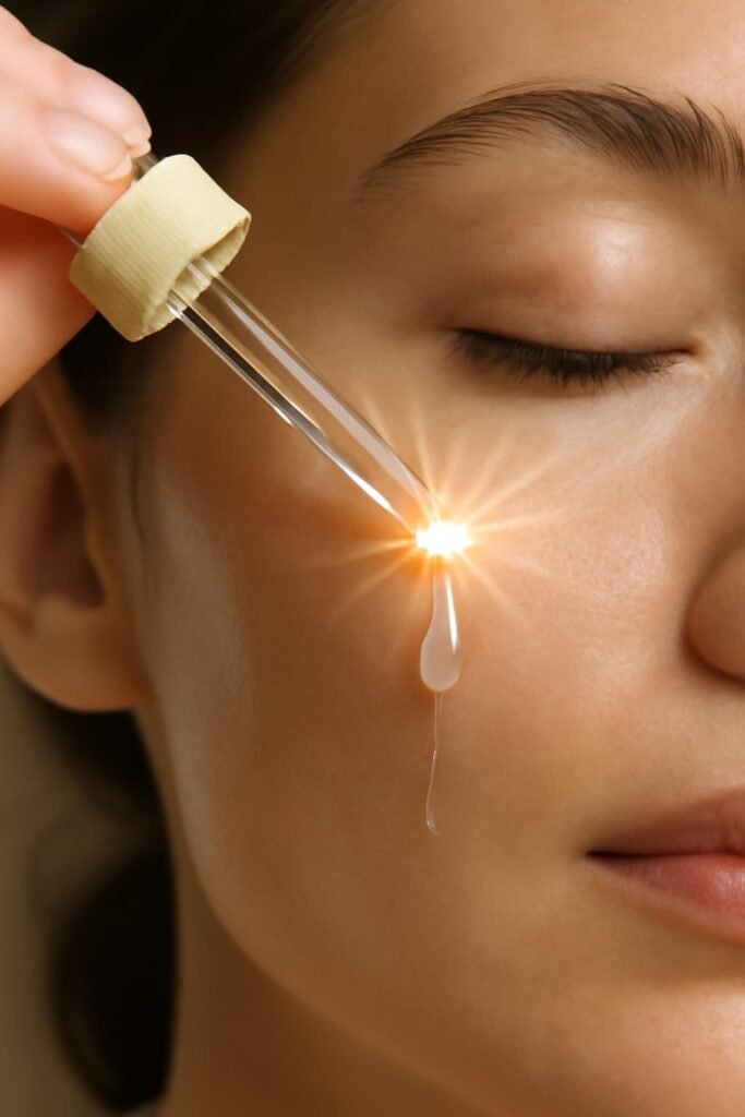 Applying serum to face illustration