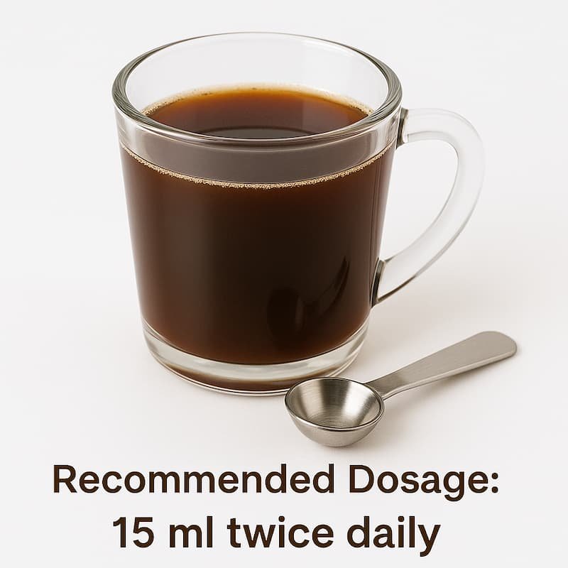 Recommended dosage of Punarnavadi Kashayam with measuring spoon
