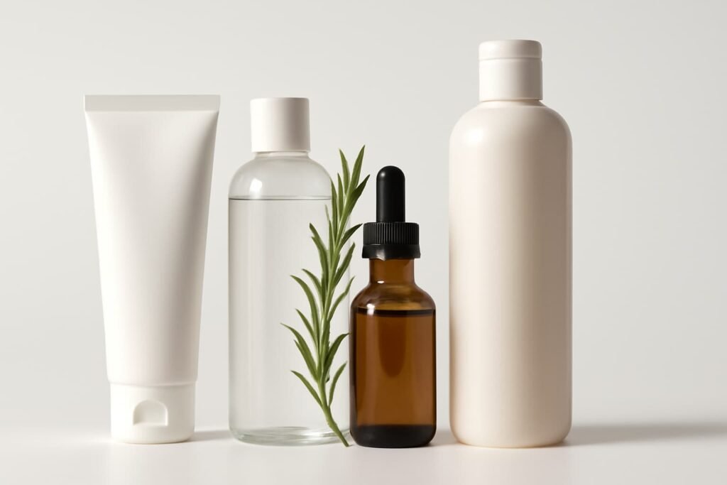 Unbranded cleanser, toner, serum, and body wash with salicylic acid