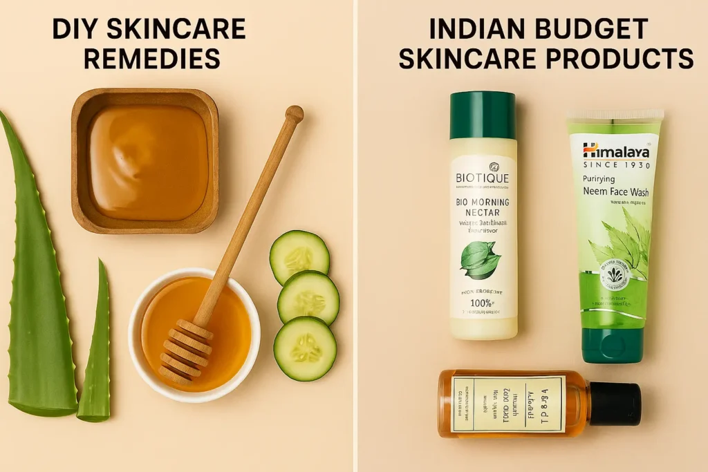 DIY skincare remedies alongside budget Indian skincare products