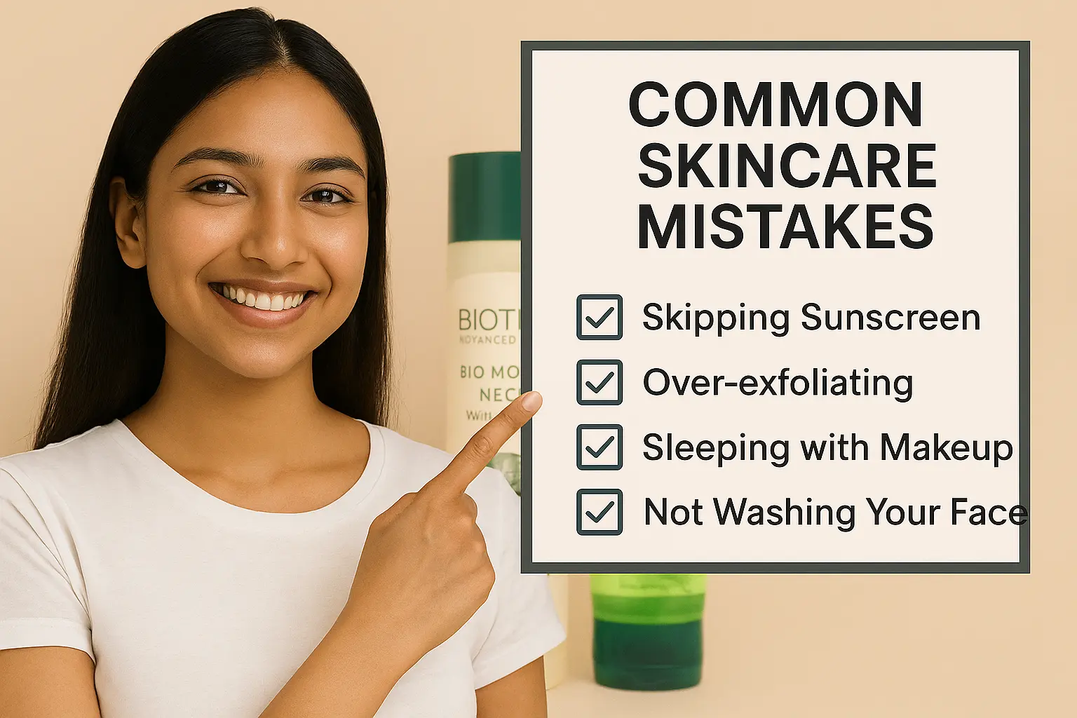 Young Indian Woman Highlighting Common Skincare Mistakes in India