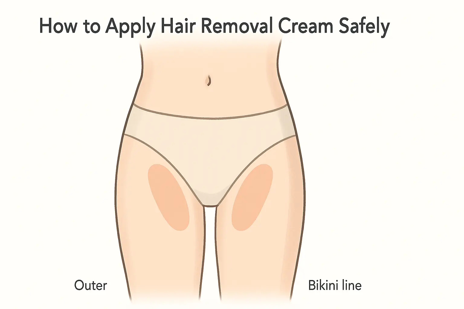 Illustration showing how hair removal cream is applied safely on private parts – answering the question ‘Is Hair Removal Cream Safe for Private Parts’