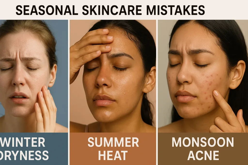 Seasonal skincare mistakes in India: winter, summer, monsoon