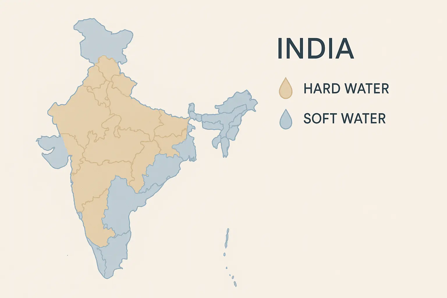 Body Wash for Women hard-water considerations illustrated with India map.