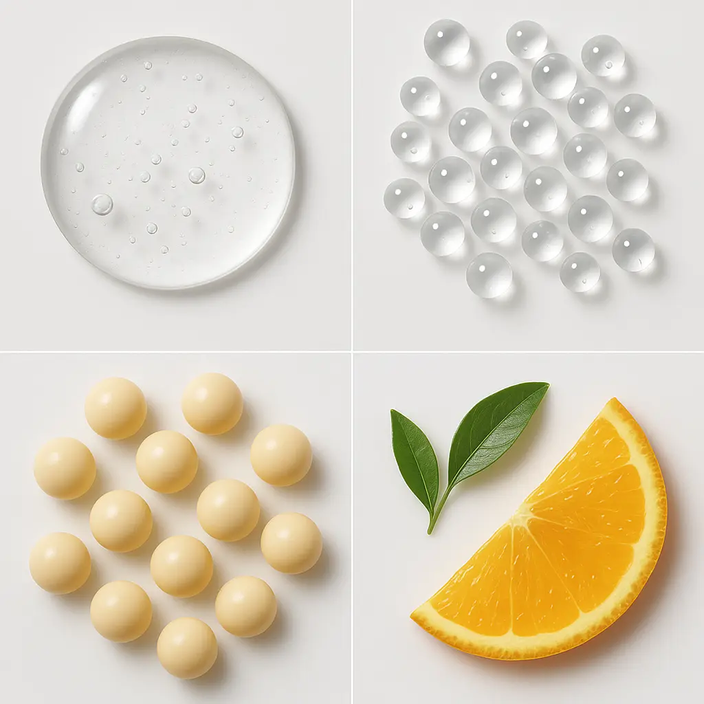 Body Wash for Women ingredients macro of niacinamide, hyaluronic acid, ceramides, and antioxidants.