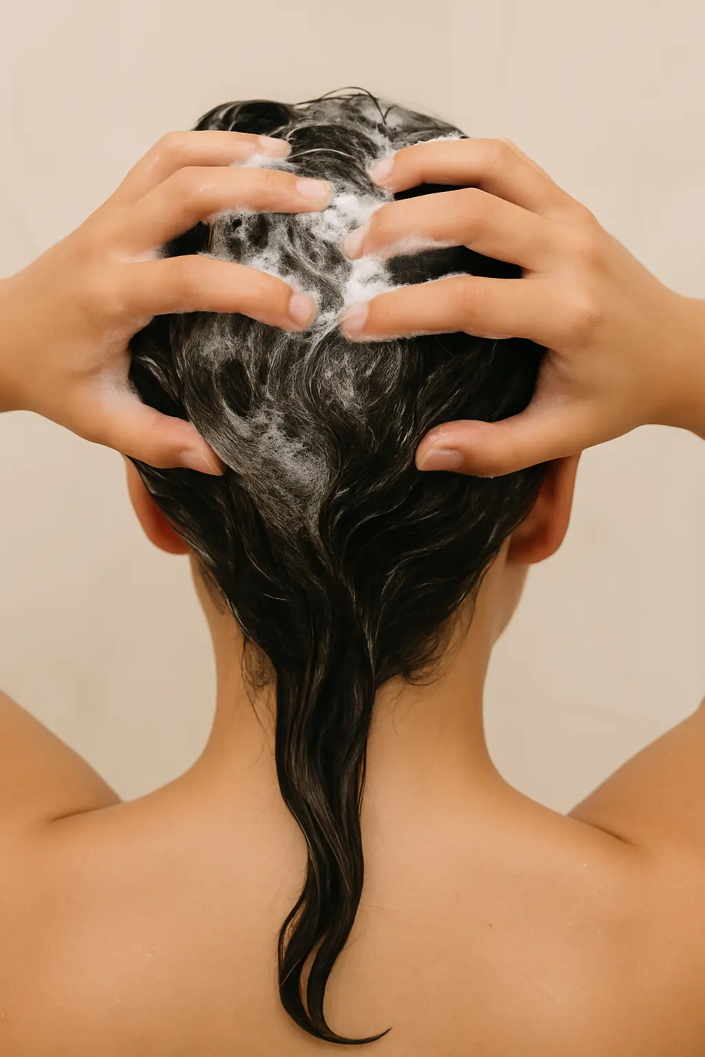 Proper shampoo technique focusing on roots for Best Shampoo for Oily Scalp in India.
